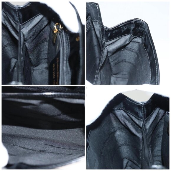 Salvatore Ferragamo Gancini Hand Bag Patent leather 2way Black Gold Auth - Picture 14 of 16